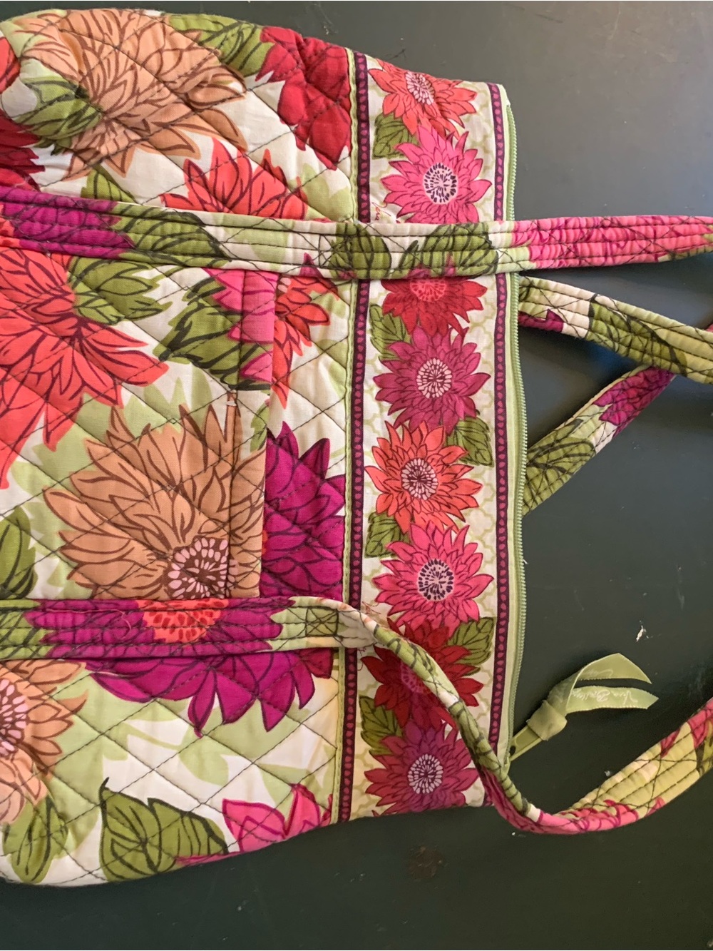 Vera Bradley Floral Quilted Tote Bag in Pink and Green